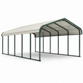 Abri voiture métal 7x4x3m toit polycarbonate vert/blanc