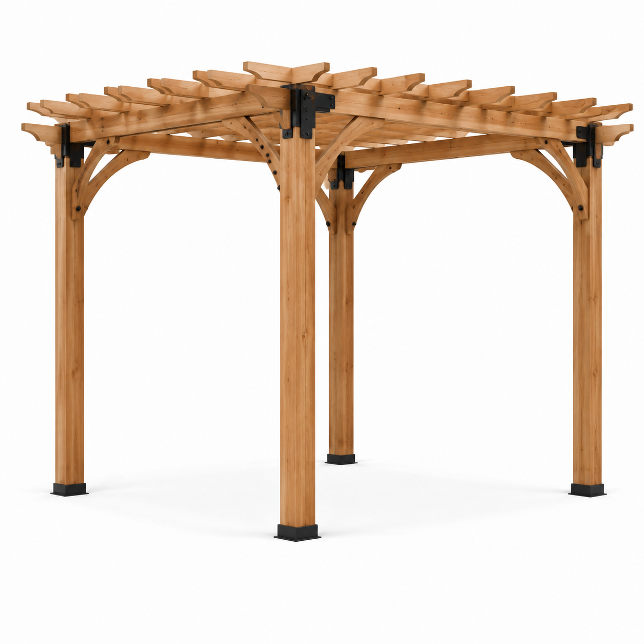 Pergola carrée en bois de cèdre avec support en acier 300x300x260 cm