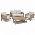 Set de jardin en aluminium avec assises en polyester et bois