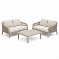 Ensemble de salon de jardin en aluminium et corde couleur beige
