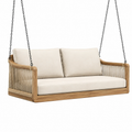 Balancelle en bois de teck avec coussins en polyester beige