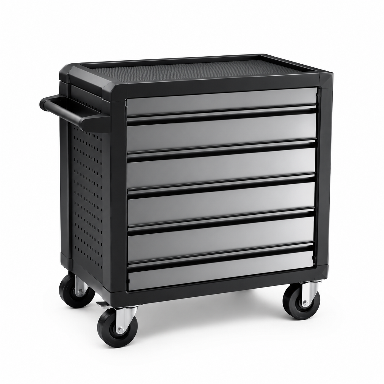 Chariot à outils en métal avec 5 tiroirs, acier noir
