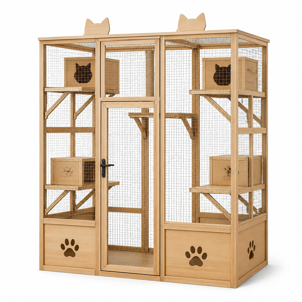 Enclos pour chats en bois et métal galvanisé 200cm x 120cm x 60cm