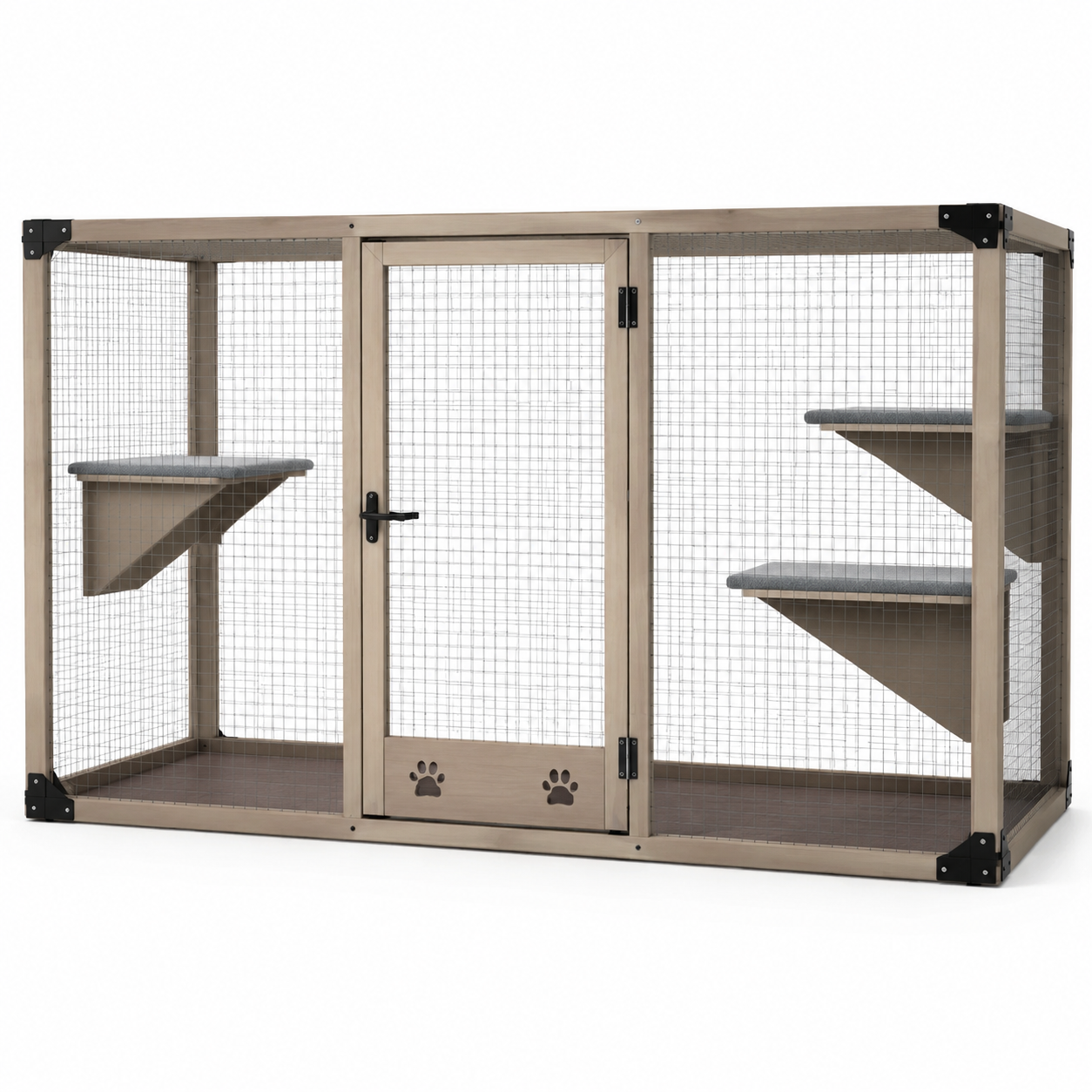 Enclos pour chat en bois et métal 180x90x135 cm