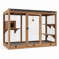 Enclos pour chat d'extérieur en bois et métal 200 x 100 x 150 cm