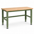 Établi en bois avec cadre métallique vert, 150 cm x 75 cm x 90 cm
