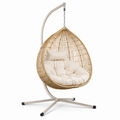 Fauteuil suspendu en rotin avec coussin beige