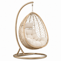 Fauteuil suspendu en rotin et métal beige