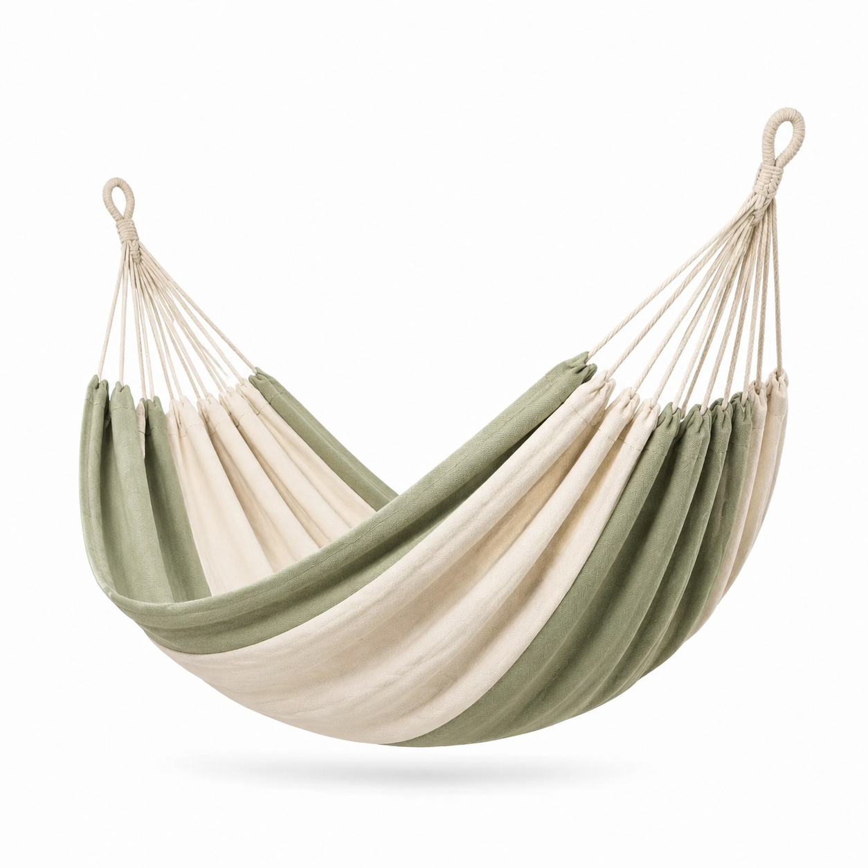 Hamac en coton vert et beige 300x150 cm