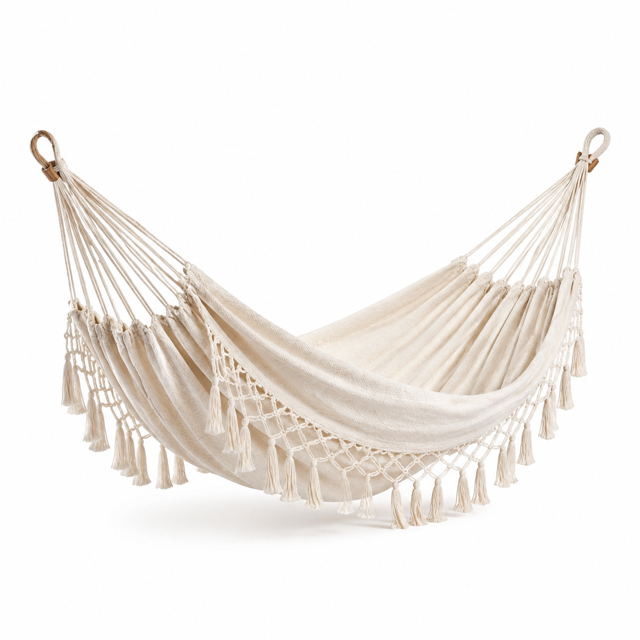 Hamac en Coton avec Franges Crème 200x150 cm